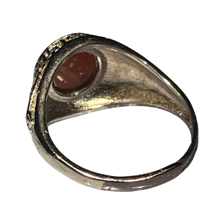 Natural Red Agate Ring - 4