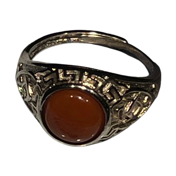 Natural Red Agate Ring - 6