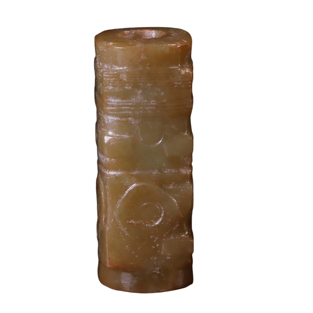 Jade Cultural Bead: This jade cultural bead showcases exquisite traditional craftsmanship, with a warm jade texture and gentle color. Its design is simple yet elegant, suitable for collection or wearing. (1.6*1.6*4.1cm,