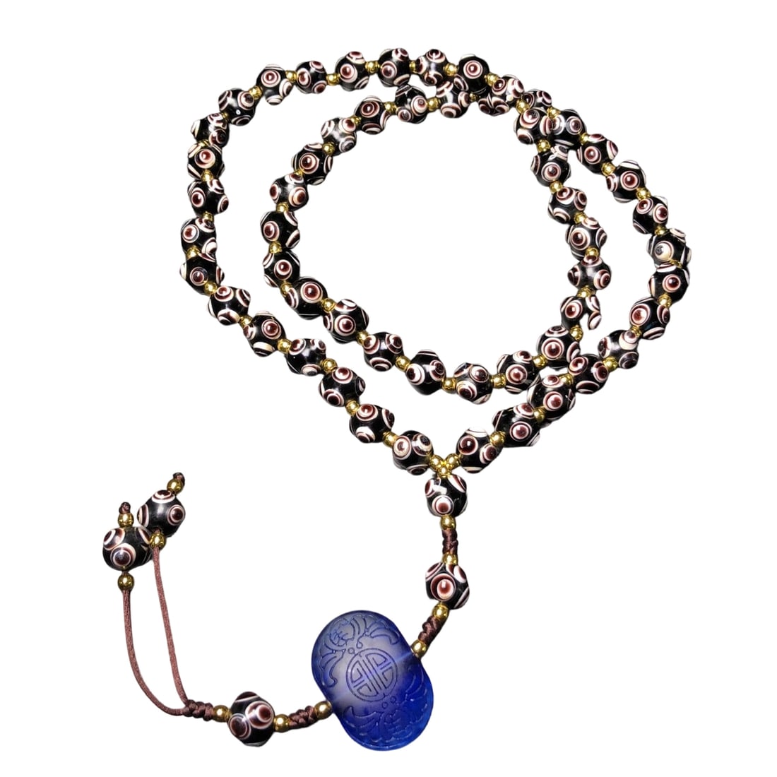 Old Glass Bead Necklace with Dragonfly Eye Beads (1 of 10)