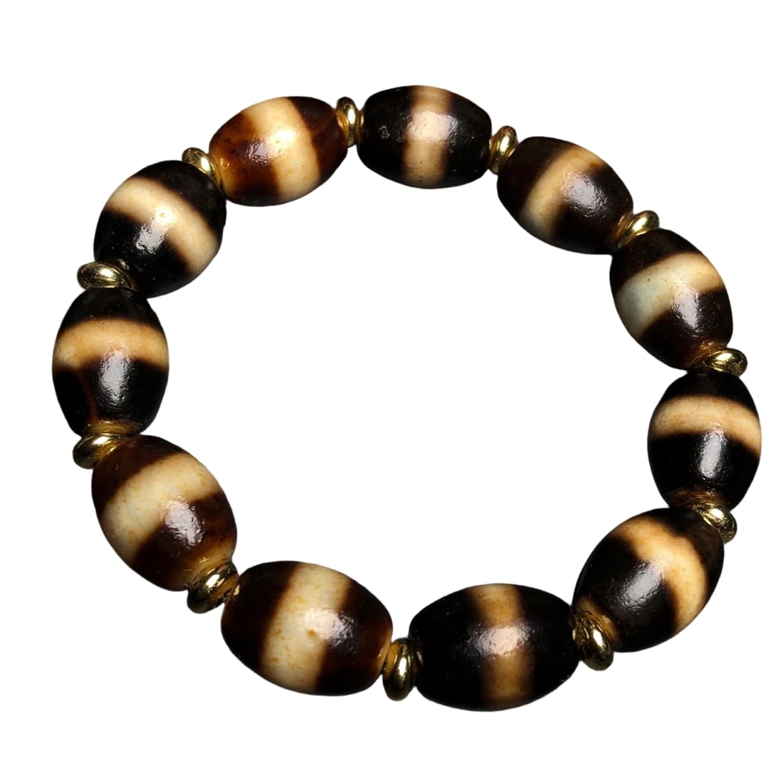 Old Material Single Line Dzi Bead Bracelet (1 of 10)