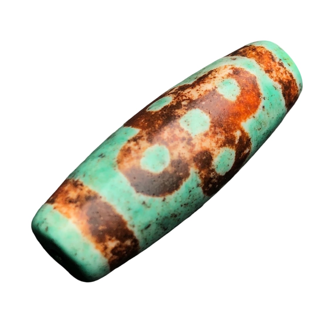 Tibetan Region Old Material High-Oil Patina Barley Five-Eyed Dzi Bead (1 of 10)