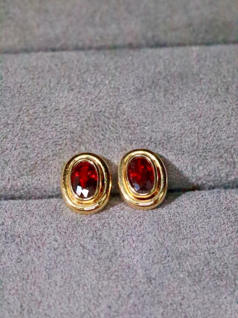 18K Gold Ruby Earrings - 3
