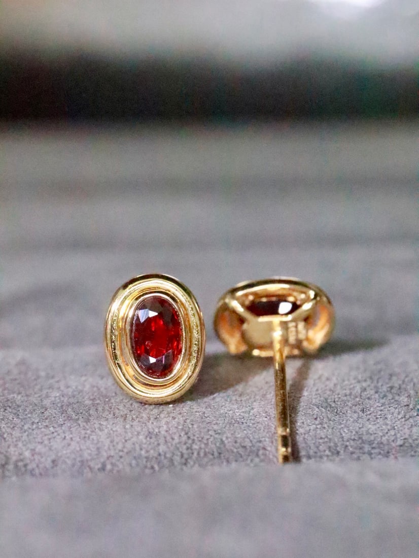 18K Gold Ruby Earrings - 5