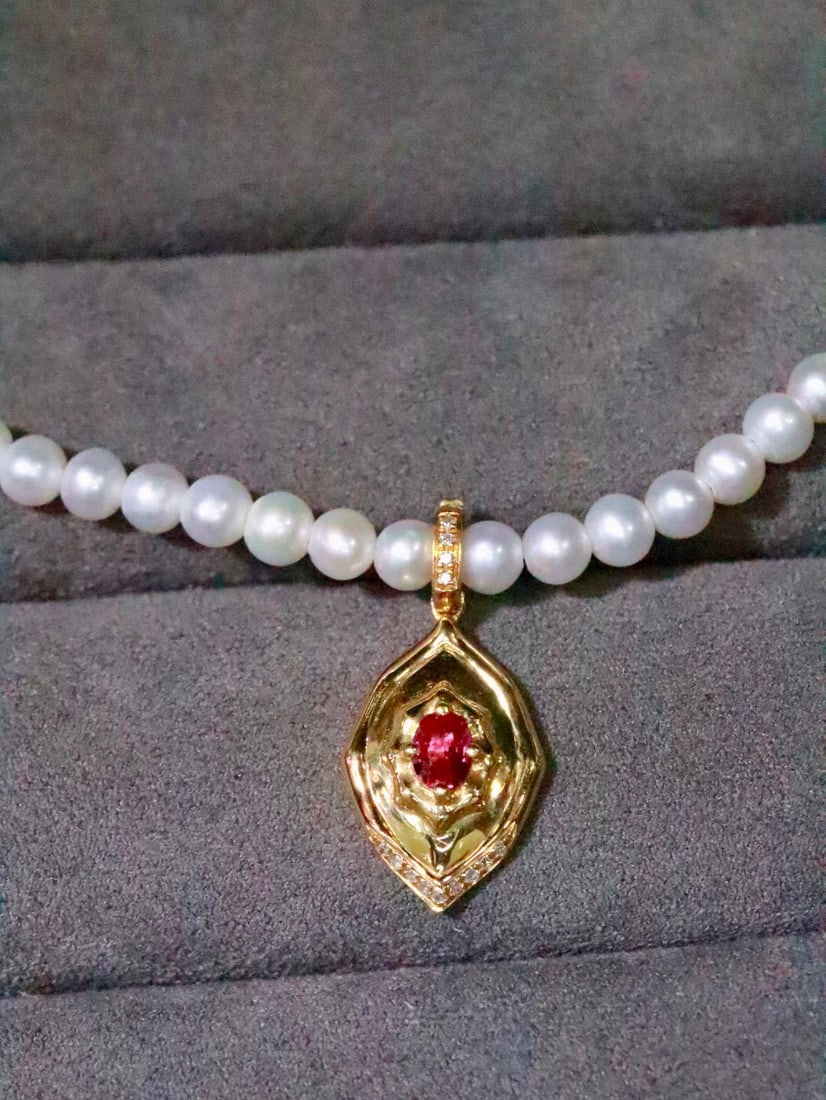 18K Gold Ruby Pendant - 5