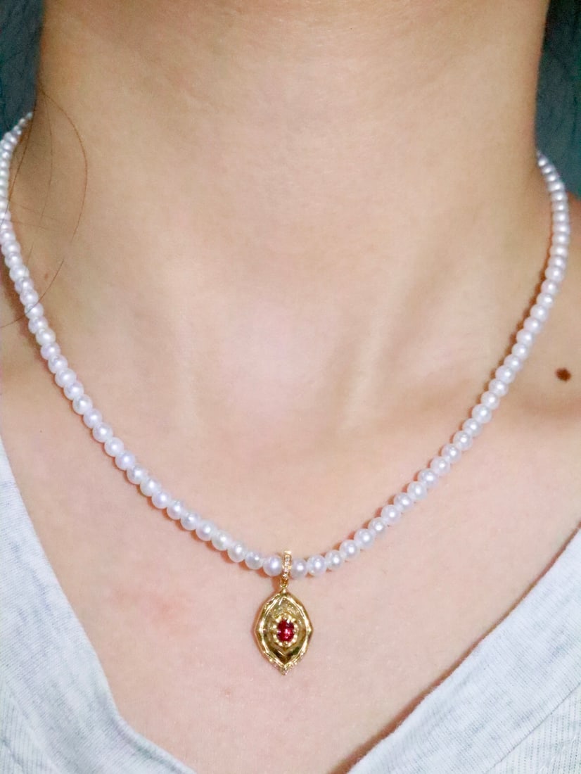 18K Gold Ruby Pendant - 6