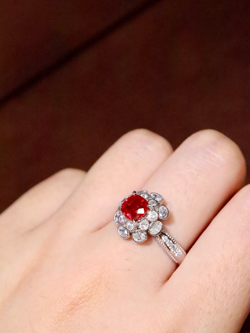 PT950 Natural Unheated Ruby Ring - 5