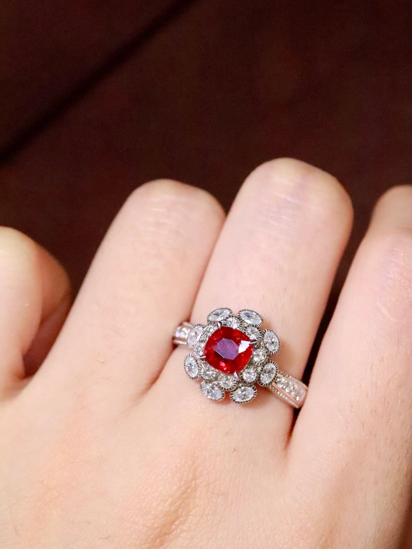 PT950 Natural Unheated Ruby Ring - 6