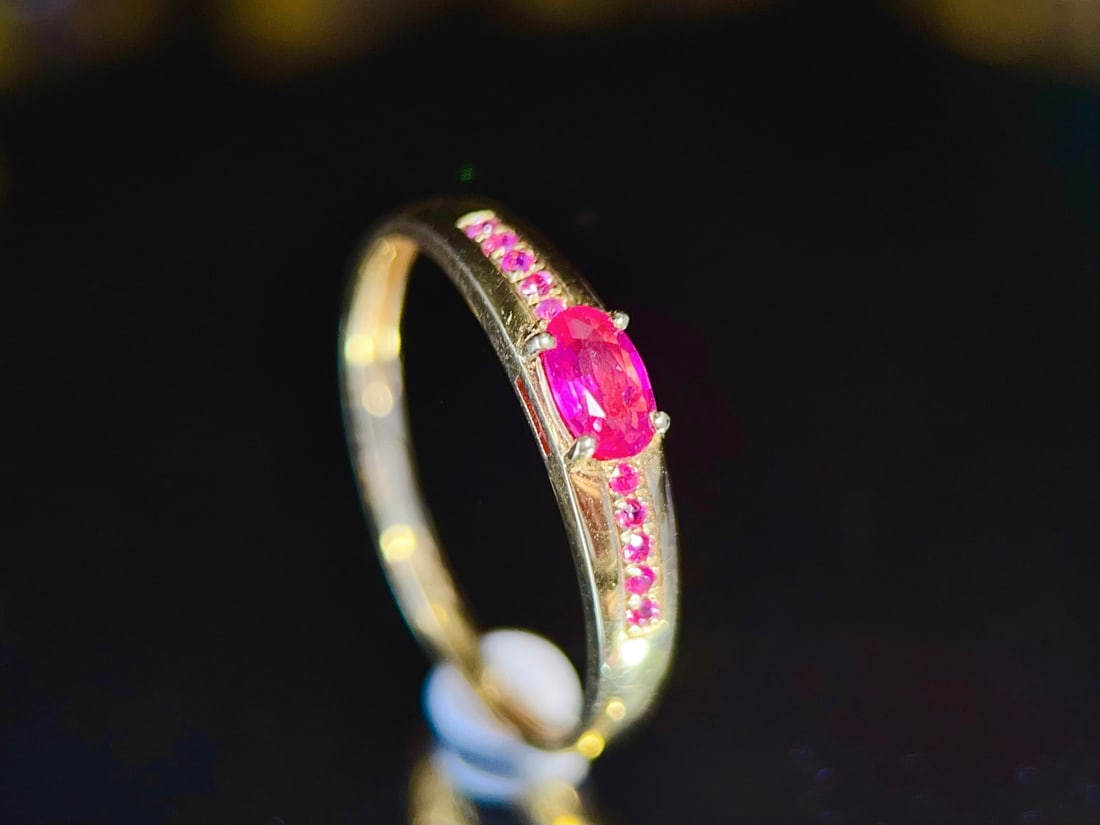 18K Gold Natural Ruby Ring - 5