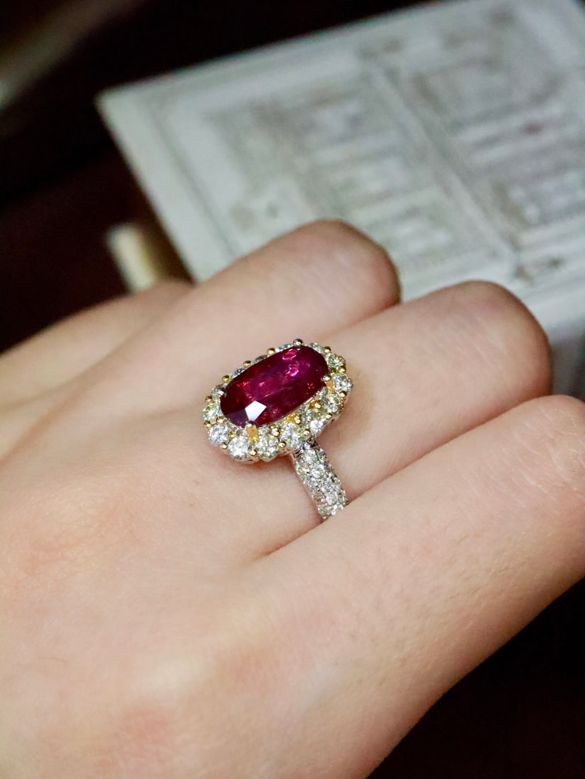 18K Gold Natural Ruby Ring - 6