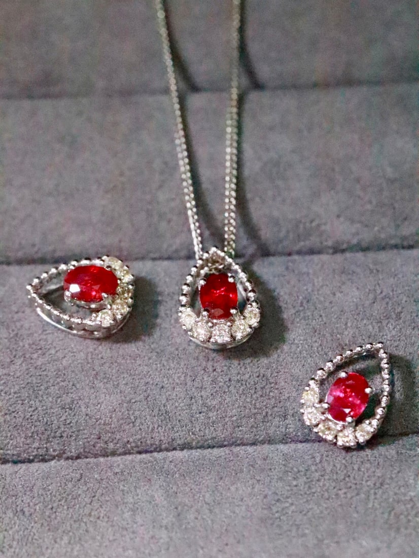 Platinum Natural Ruby Pendant - 2