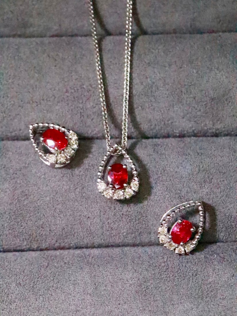 Platinum Natural Ruby Pendant - 4