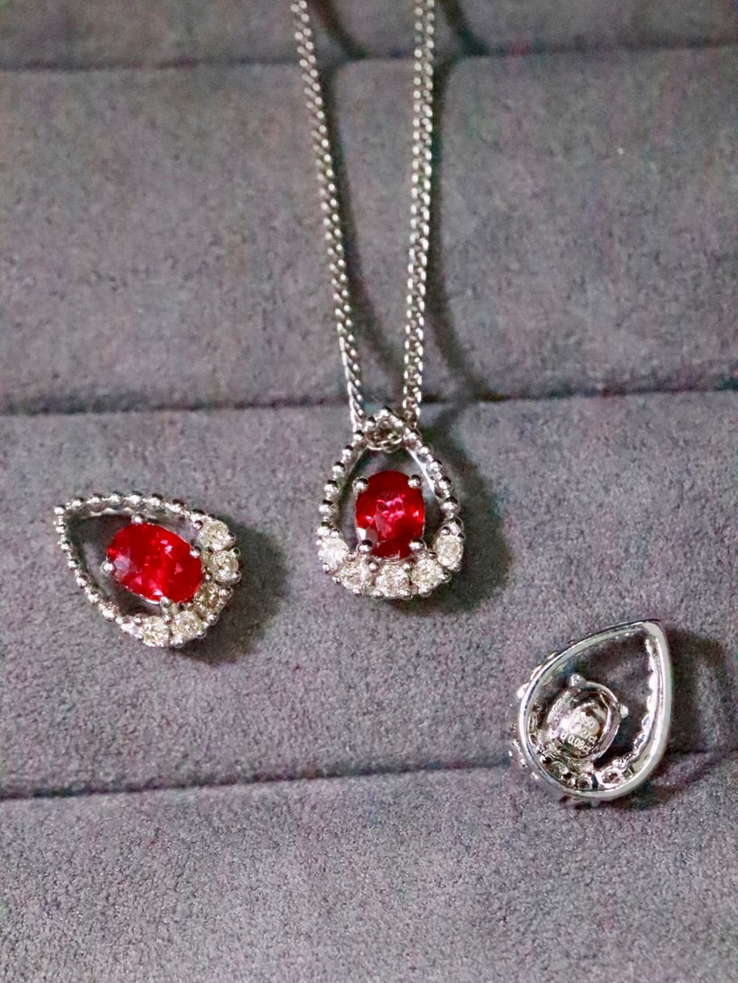 Platinum Natural Ruby Pendant - 5