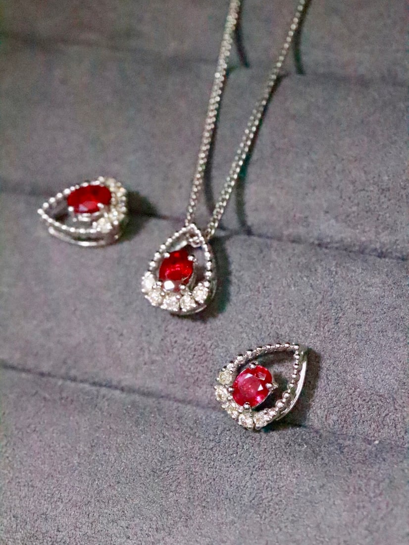 Platinum Natural Ruby Pendant - 6