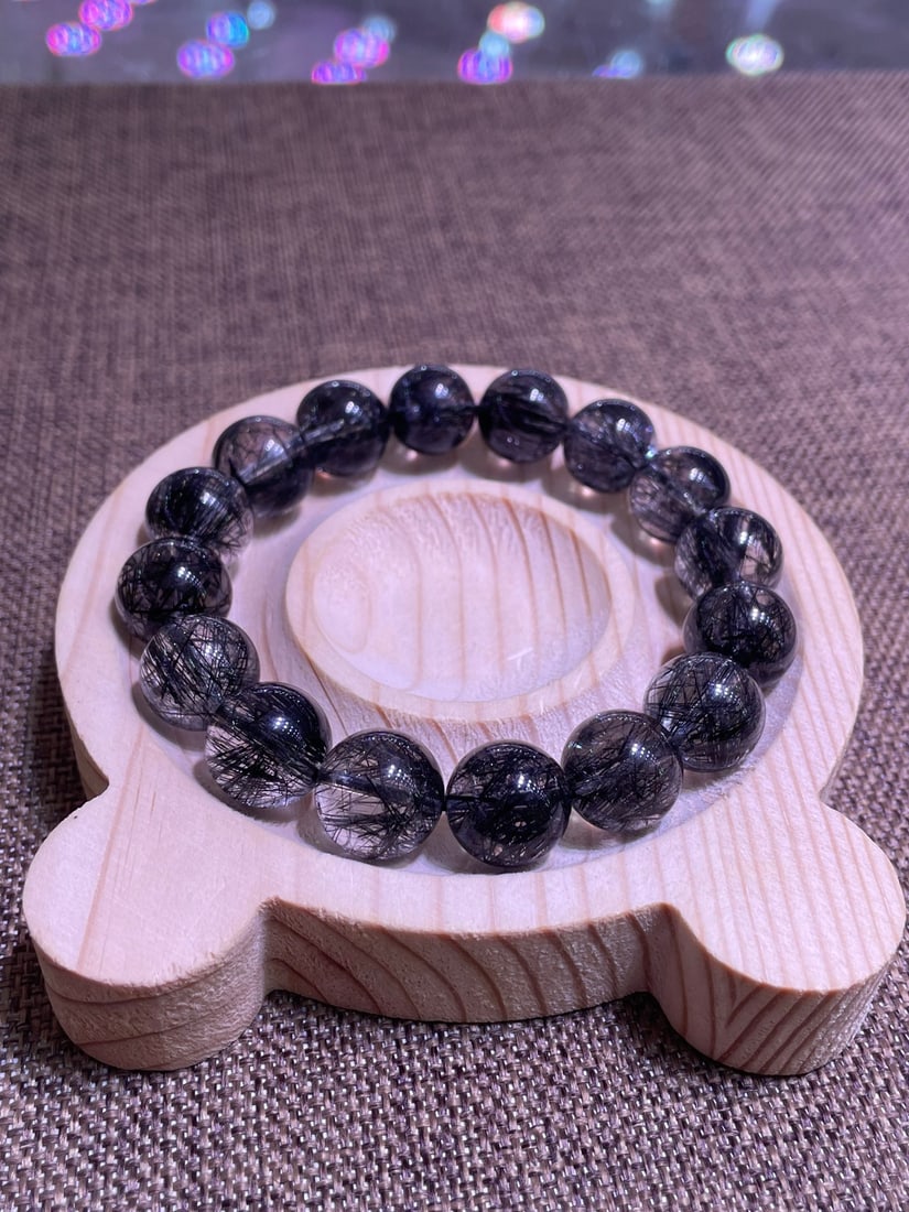 Natural Black Rutilated Quartz Bracelet (1 of 4)