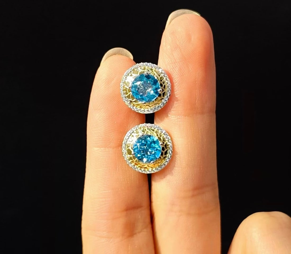 925 Silver Natural Topaz Earrings - 3