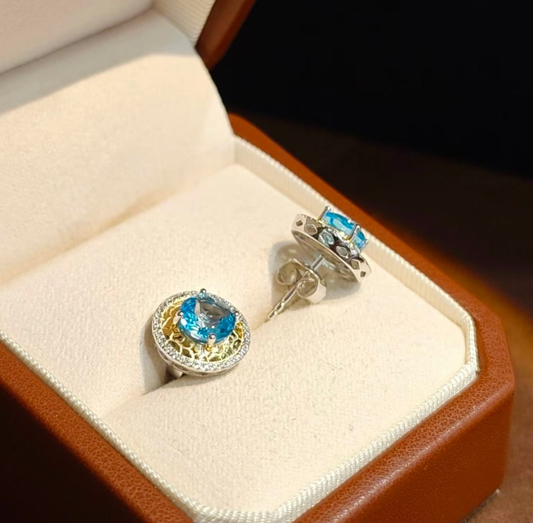 925 Silver Natural Topaz Earrings - 4