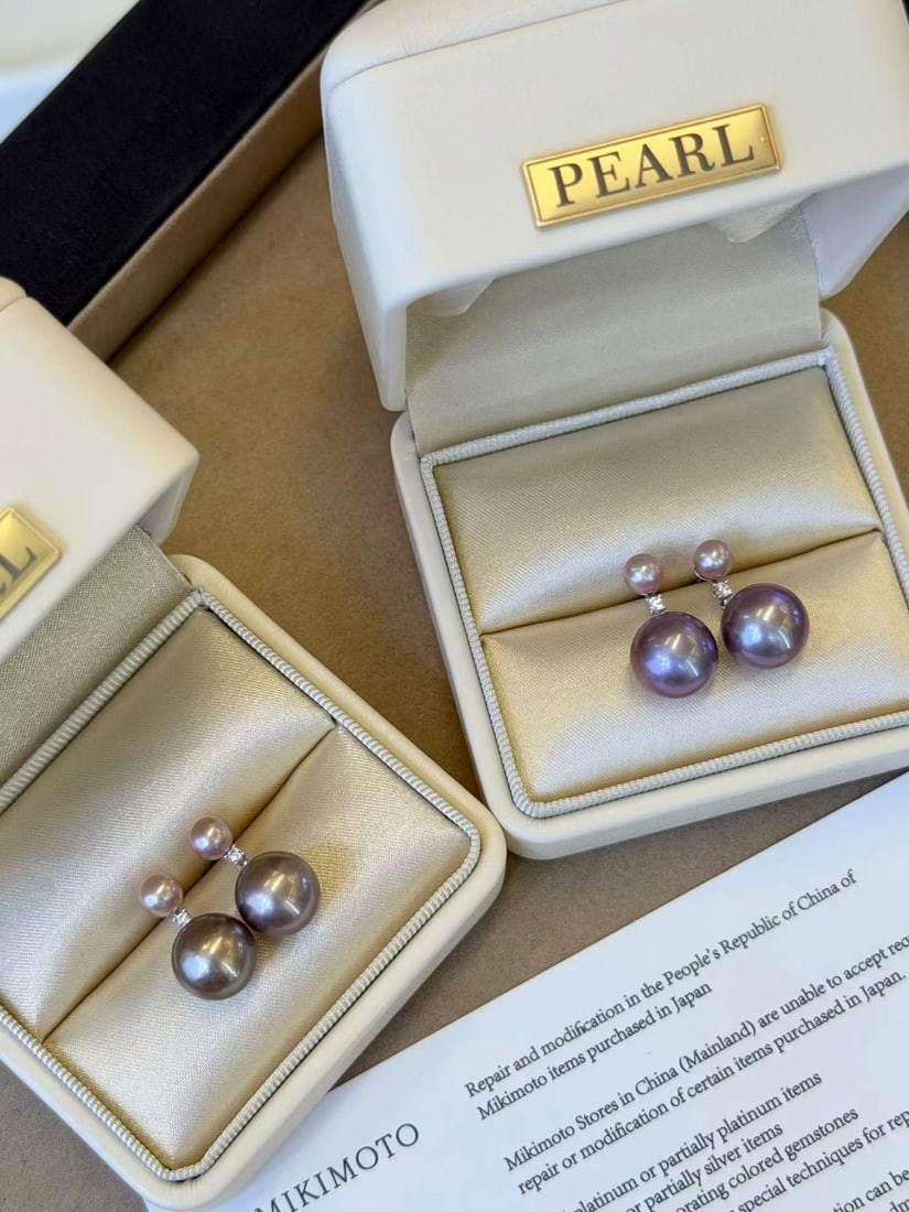 Sterling Silver Slightly Flawed Purple Pearl Earrings (1 of 5)