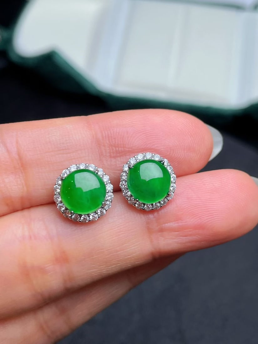 Silver Green Jadeite Earrings (1 of 5)