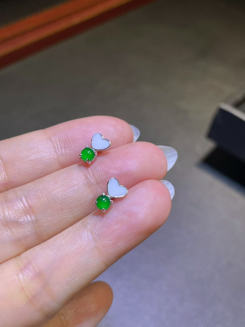Silver Jade Earrings - 2