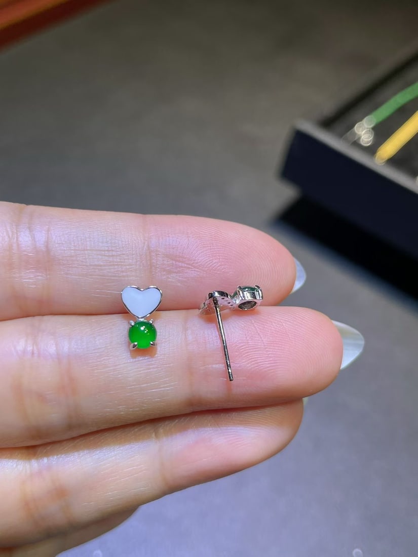 Silver Jade Earrings - 4