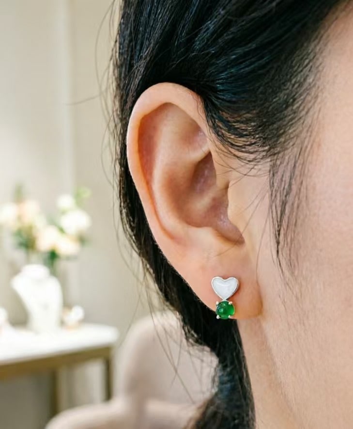 Silver Jade Earrings - 5