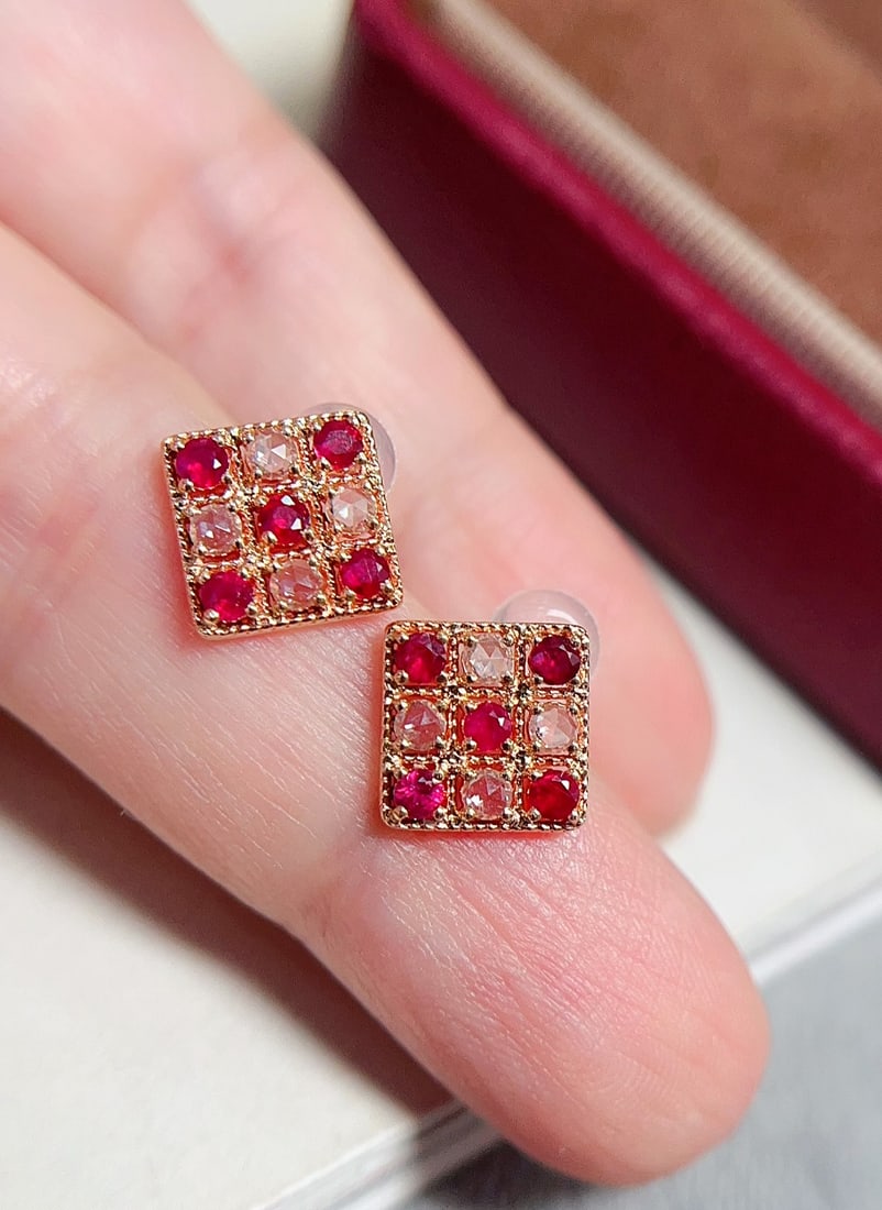 18K Gold Ruby Earrings - 3