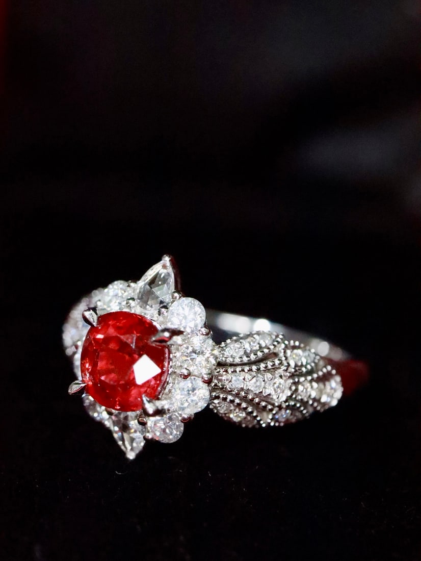 Platinum Natural Unheated Ruby Ring - 2