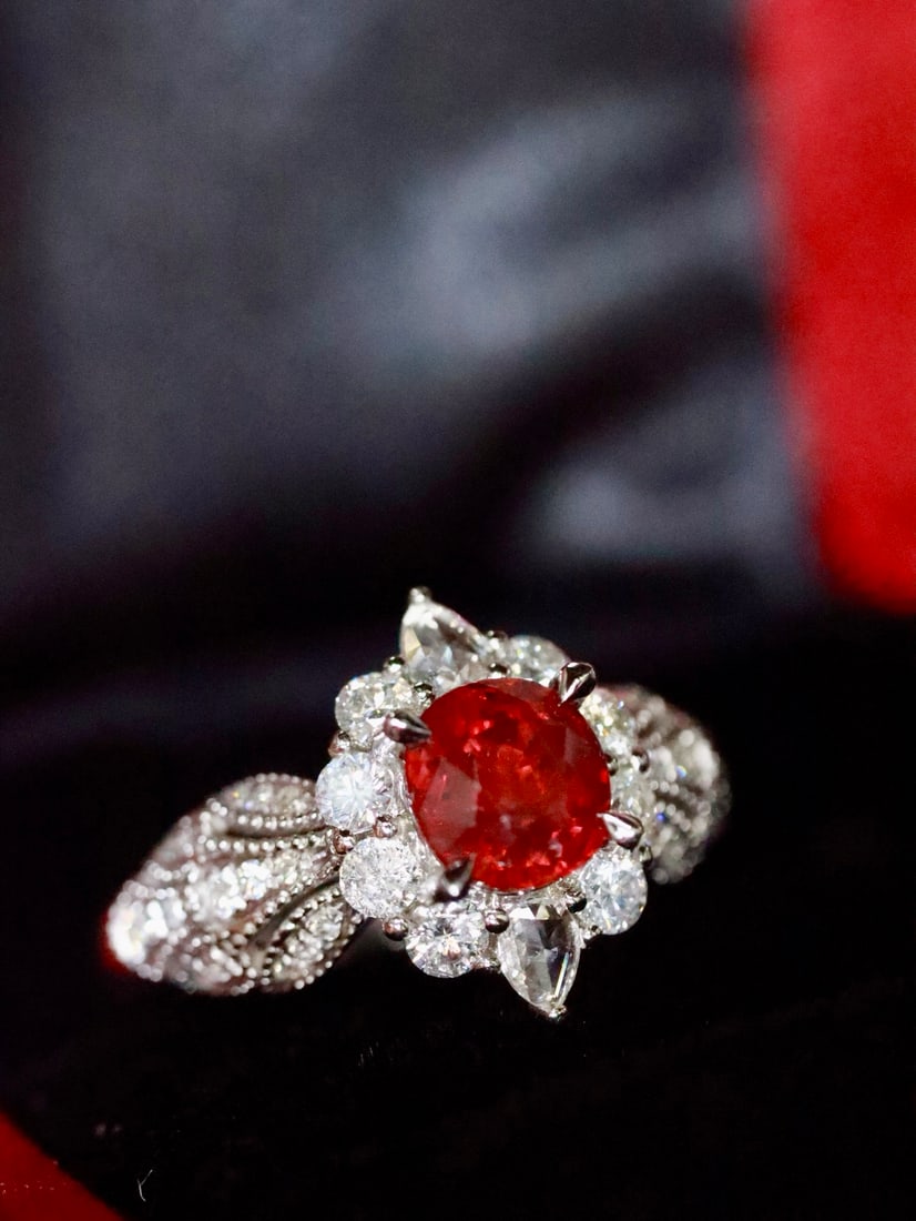 Platinum Natural Unheated Ruby Ring - 4