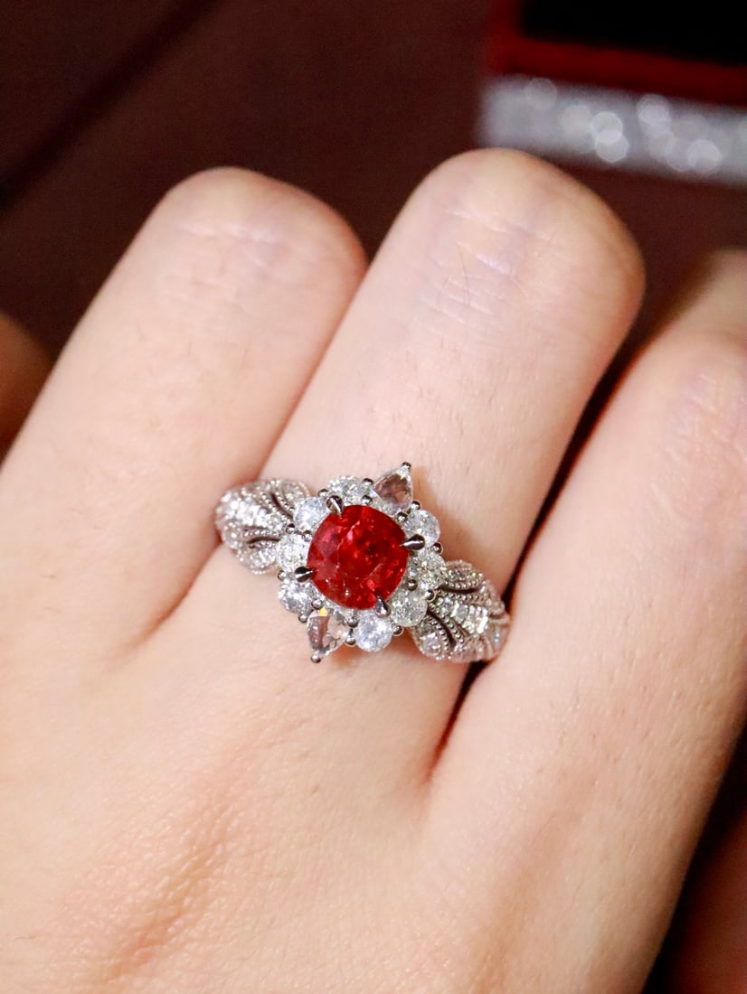 Platinum Natural Unheated Ruby Ring - 5