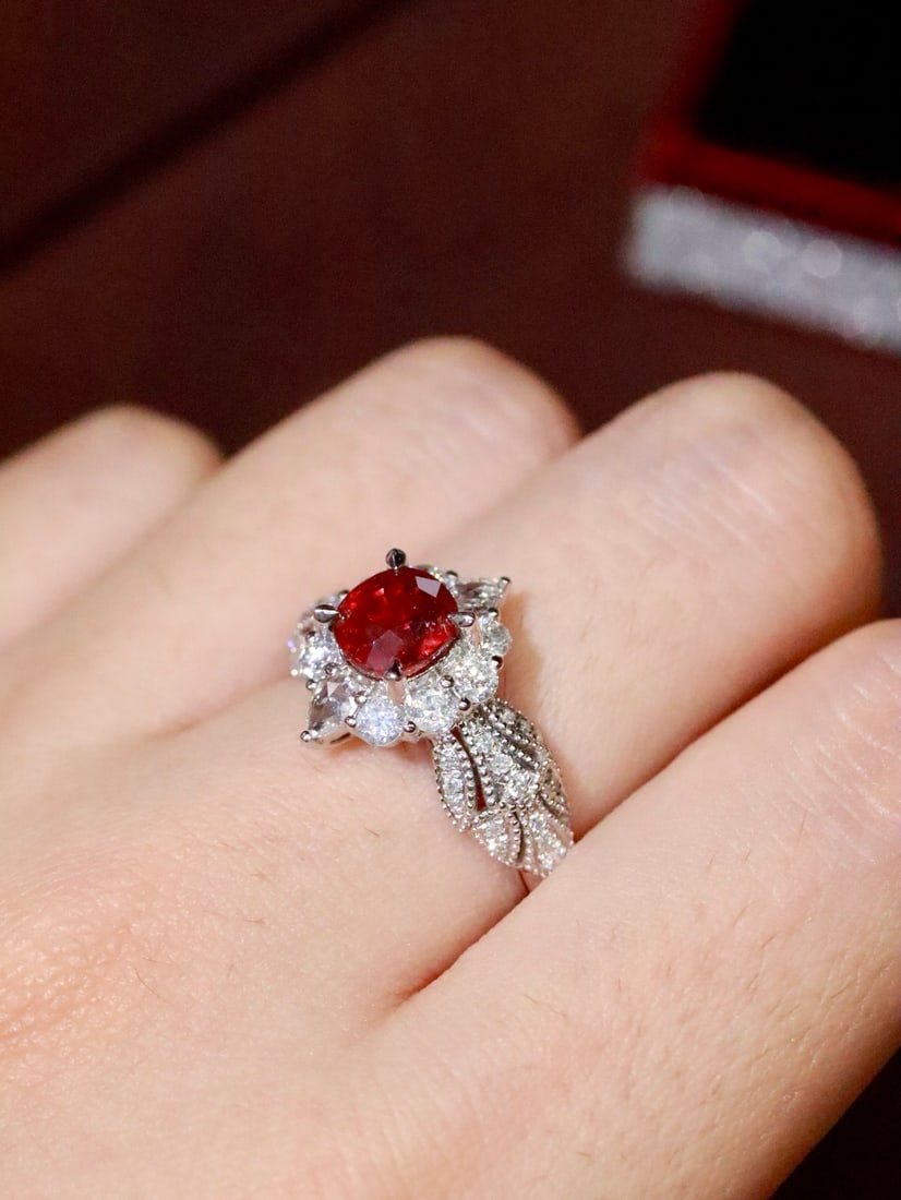 Platinum Natural Unheated Ruby Ring - 6