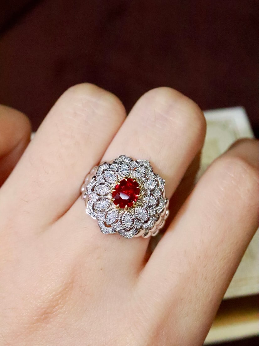 Platinum Unheated Ruby Ring - 5