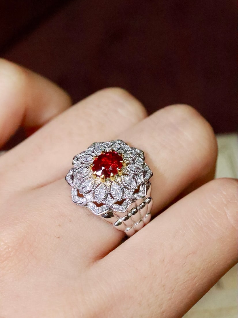 Platinum Unheated Ruby Ring - 6