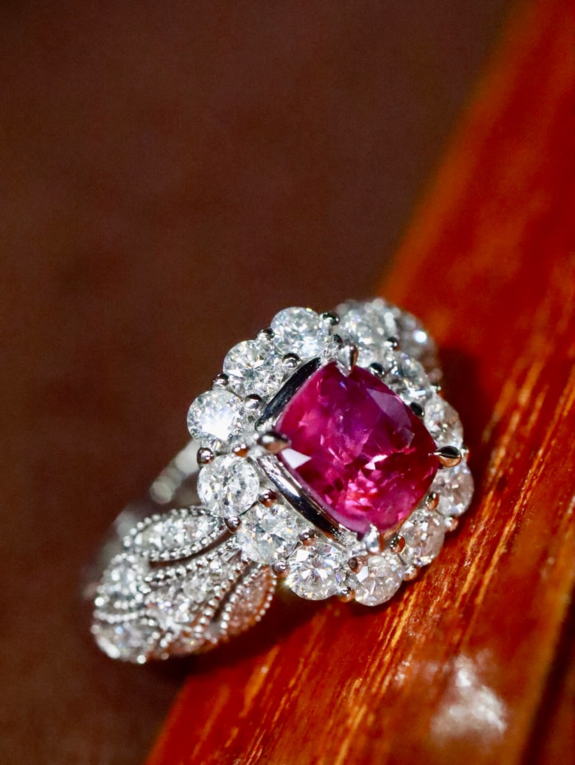Platinum Natural Ruby Ring - 4