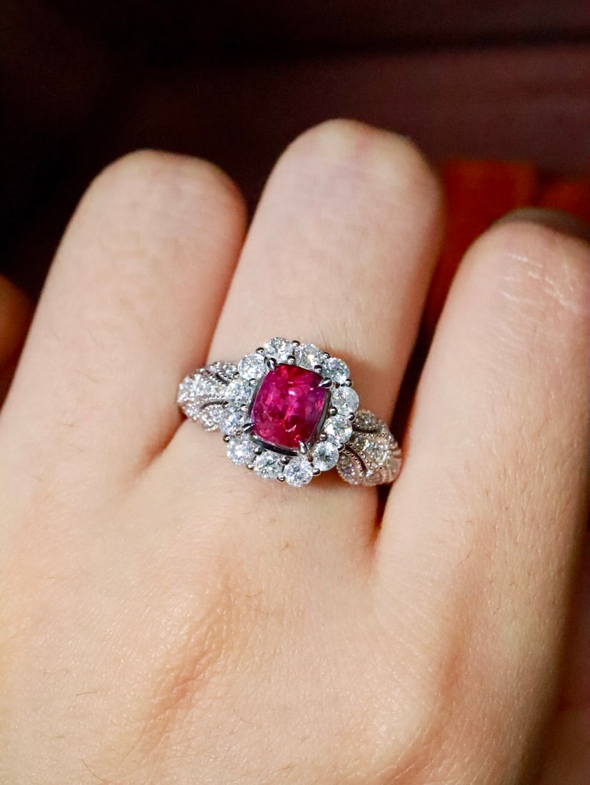 Platinum Natural Ruby Ring - 6