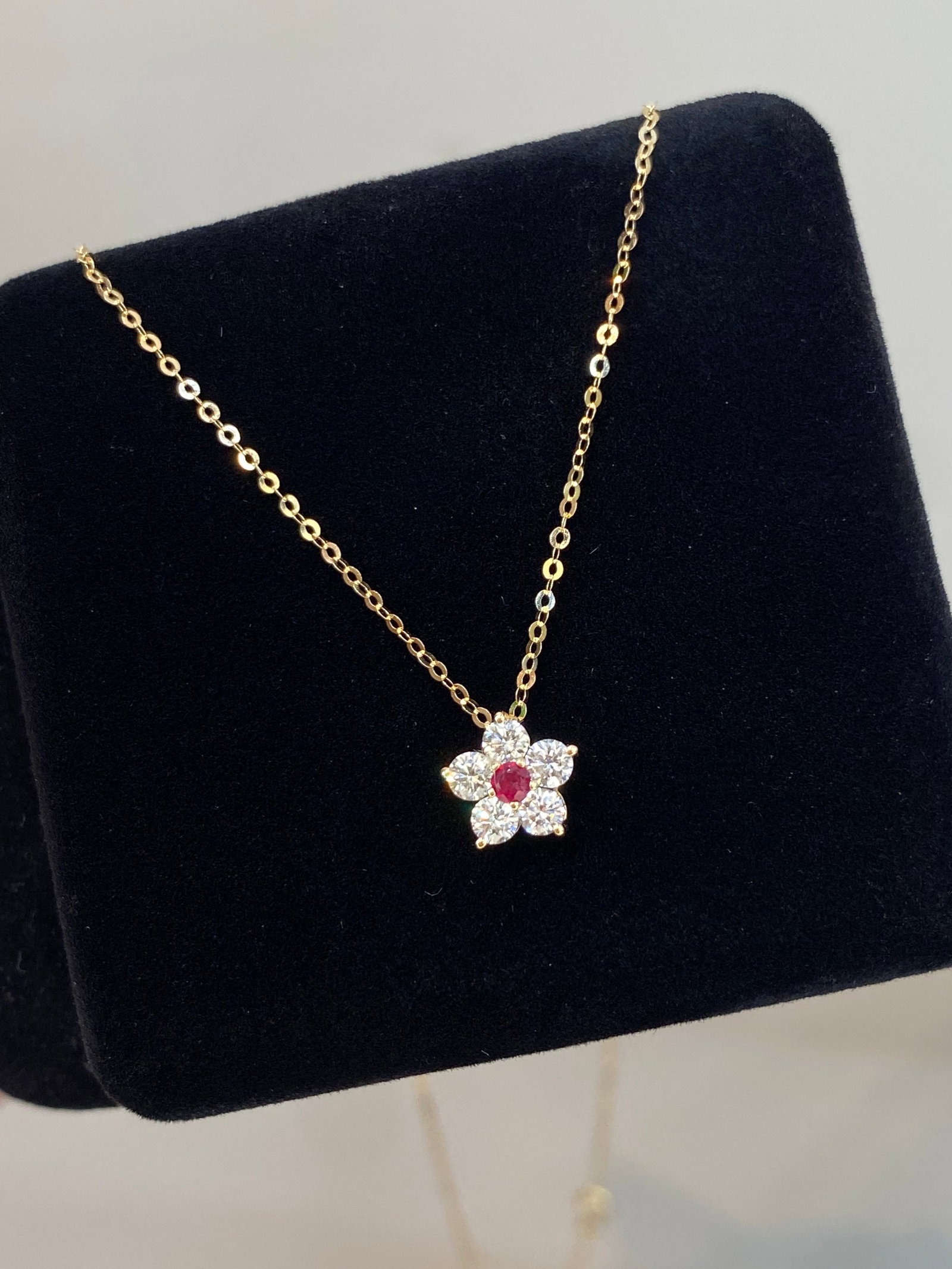 18K Gold Natural Diamond and Ruby Necklace (1 of 9)