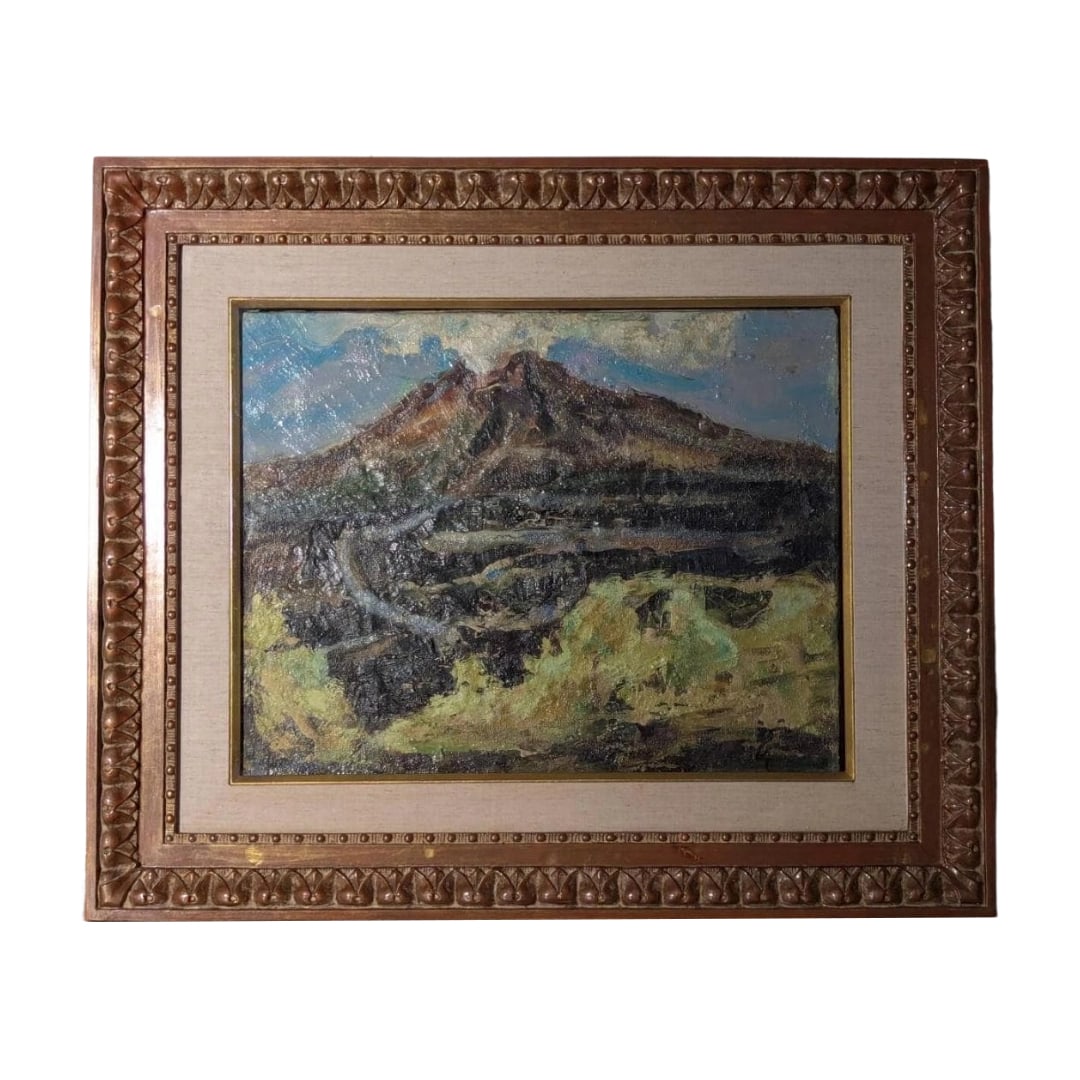 Kodama Hikosaburo "Mihara-yama" Oil Painting F6: Title Authentic Painting by Kodama Hikozo, Oil on Canvas No. 6, Mihara Mountain Landscape, Mountain Scene, With Box and Yellow Cloth C128 Description Kodama Hikozo Biography Kodama Hikozo was a Wester