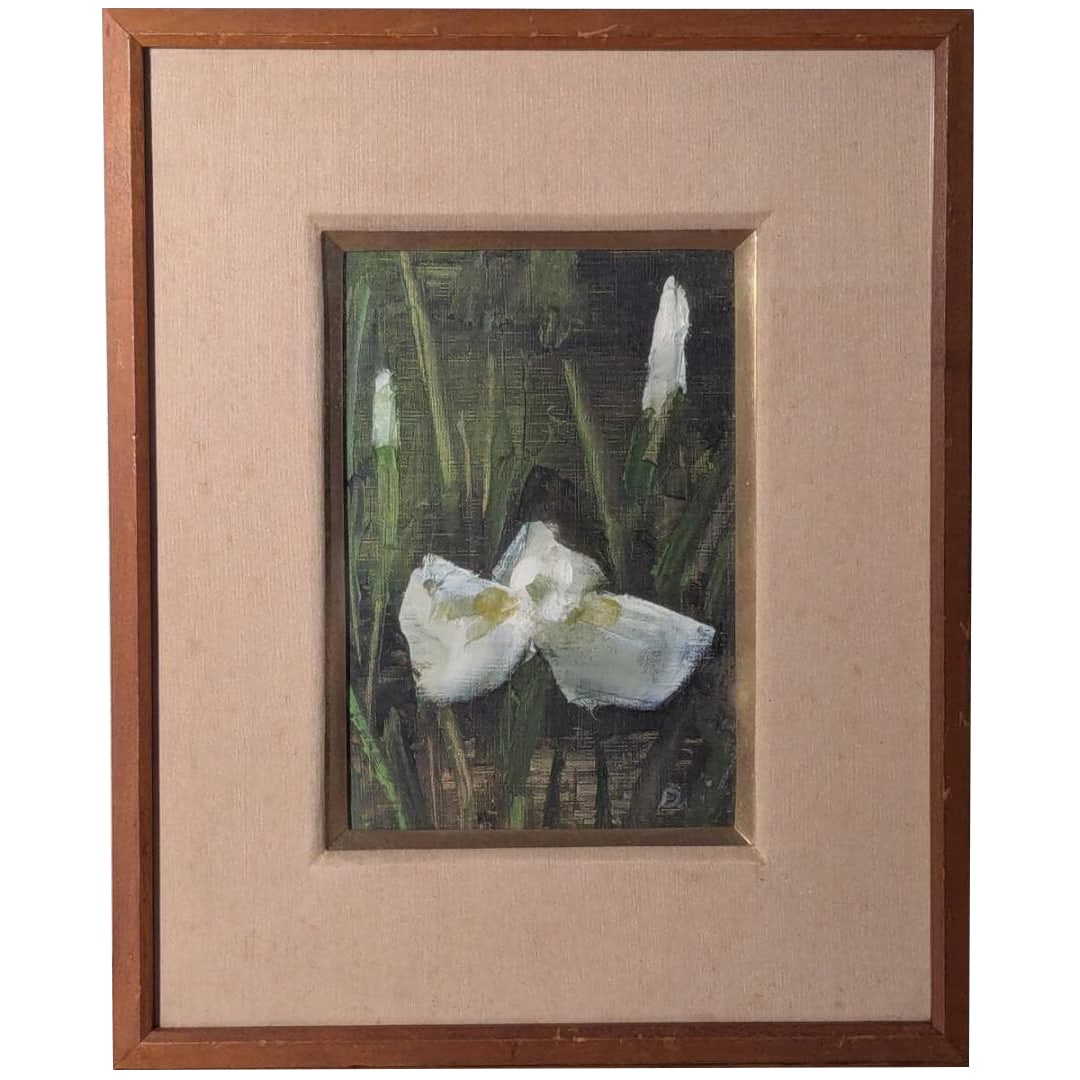 Nakajima Daizo "Hanashobu" Oil Painting SM: Title Authentic Painting by Nakajima Daizo, Oil Painting SM, Irises, Serene Floral Western Painting, Framed Floral Artwork Description Nakajima Daizo is a Western-style painter born in 1948. According