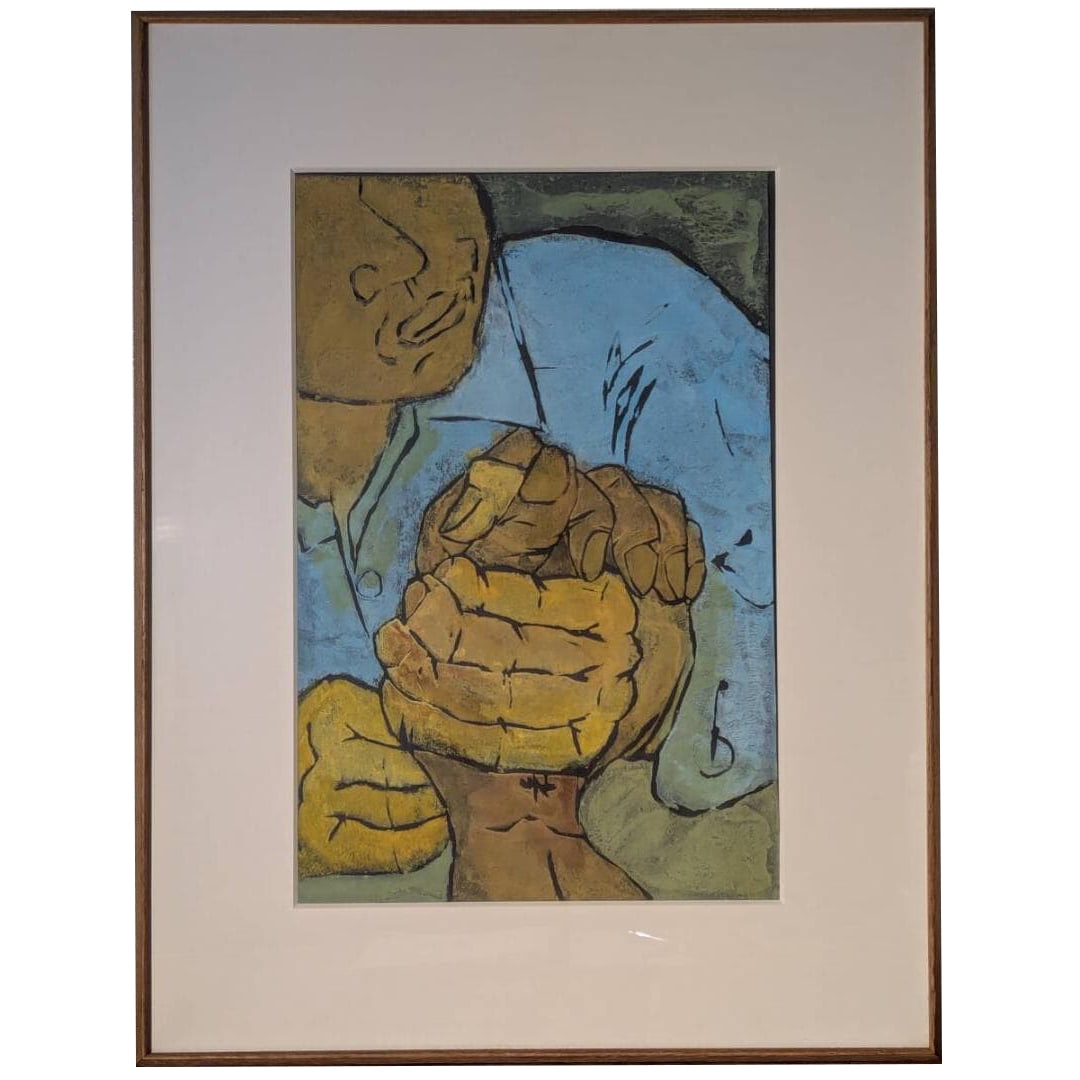 Kaneko Hisaaki "Ude-zumo" Nihonga, Irregular Size 20.: Title "Authentic" Painting by Kaneko Hisaaki, Nihonga, "Grappling," Contemporary Art, Framed, Boxed B190 Description Frame Size Approximately 50x65 cm Artwork Size Approximately 30x45 cm - A glass