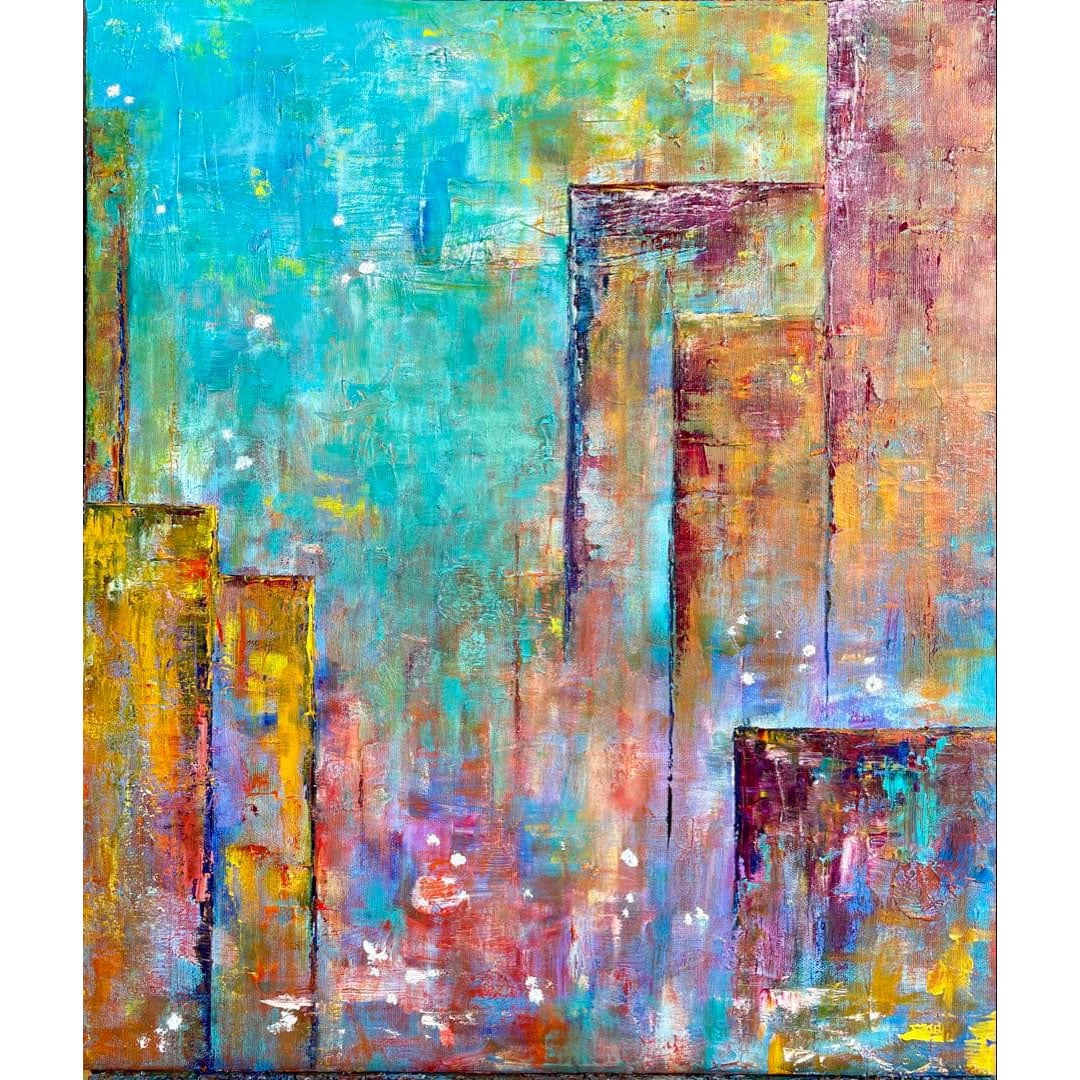 Oil Painting "Gokigen na Hi" F10c: Title Painting Oil Painting Original Abstract Modern Art F10c Description Technique: Oil Painting Material: Oil Paint Dimensions: 530x455x10 mm Title: "Gokigen na Hi" (A Cheerful Day) This is a unique