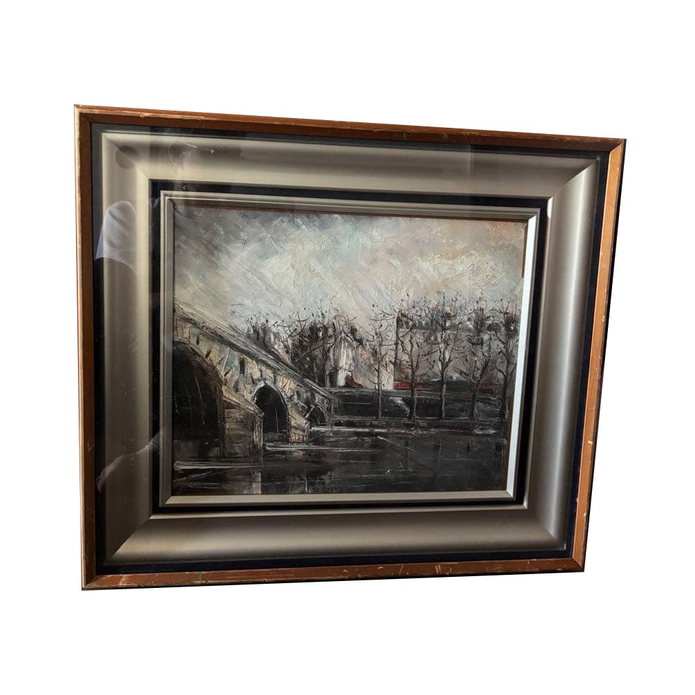Nakanishi Nobuo, "Seine, Pont Marie Bridge," oil painting.: Title: Authentic Work by NAKANISHI Nobuo - Oil Painting "Seine, Pont Marie Bridge" Paris Landscape Description: Thank you for your interest. This is an original oil painting by Japanese Western-style 