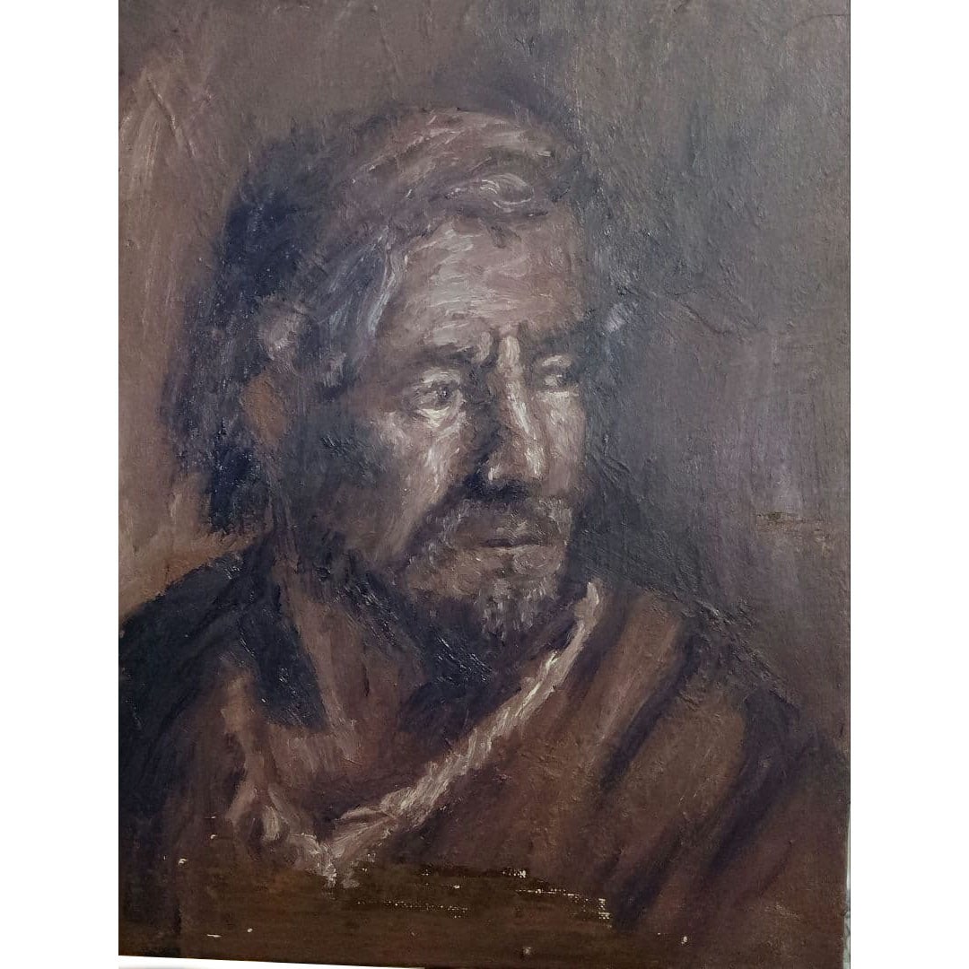 Oil Painting "Portrait" F4 Size: Title Oil Painting - Portrait - Original Work - Hand-Painted - Single Piece Description This is an oil portrait painting that captures the expression of the subject through heavy brushstrokes and prof