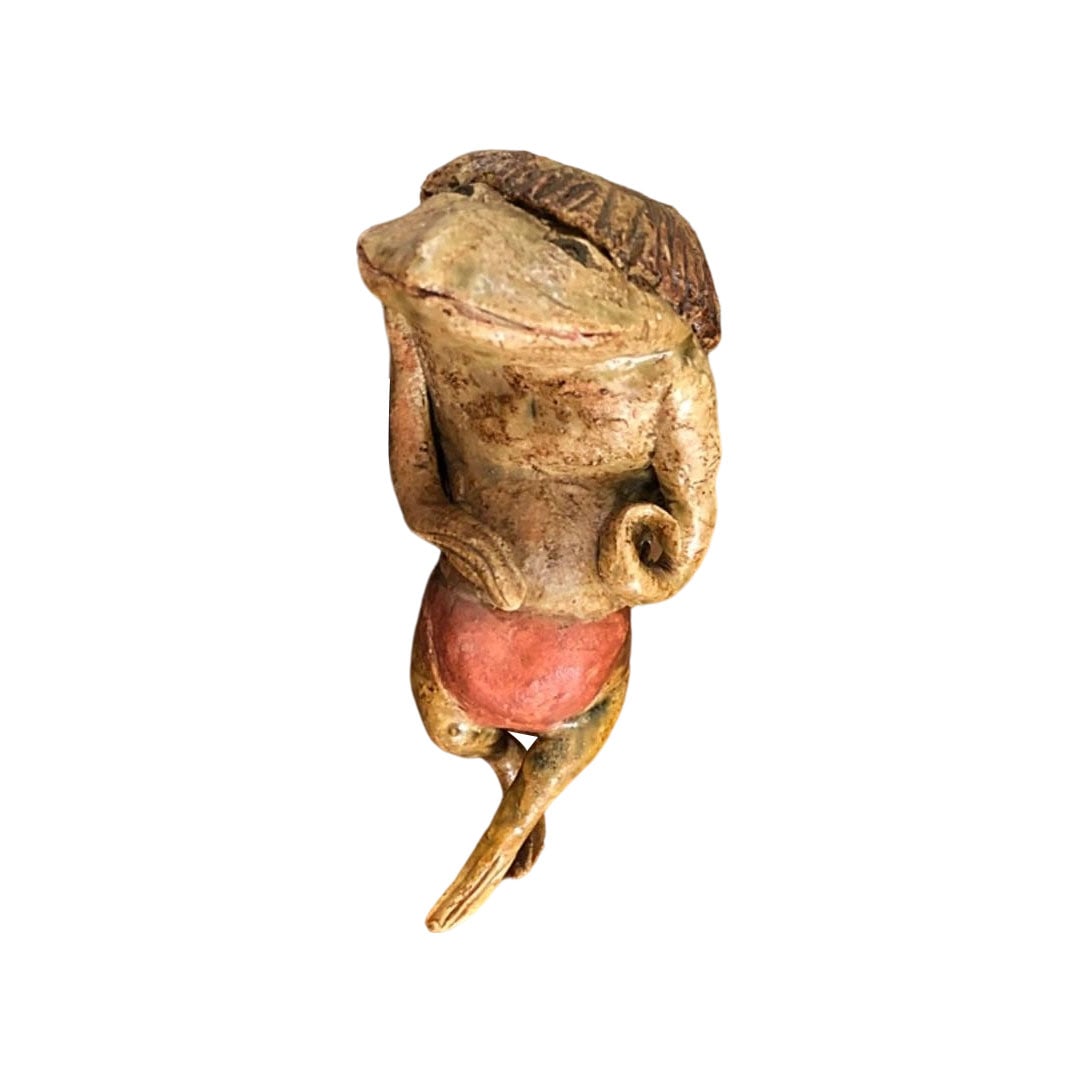 Kappa, signed "Keisho Shinzo" sculpture.: Title: Era Kappa Signed Figurative Haniwa Ceramic Sculpture Water Deity Buddha Statue with Box Description: Kappa Signed Figurative Haniwa Sculpture Water Deity Buddha Statue with Box Dimensions: Heig