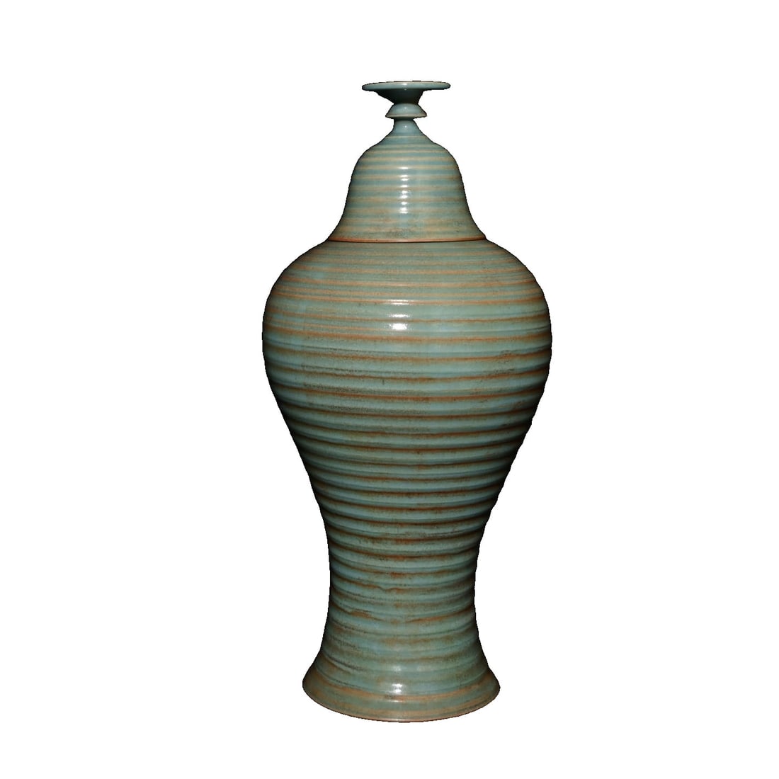 Song Dynasty Ru Kiln Flambe Vase: This vase is a work from the Ru kiln of the Song Dynasty, featuring an elegant shape and unique flambe pattern, showcasing the exquisite craftsmanship and artistic charm of Ru ware. The glaze on the b