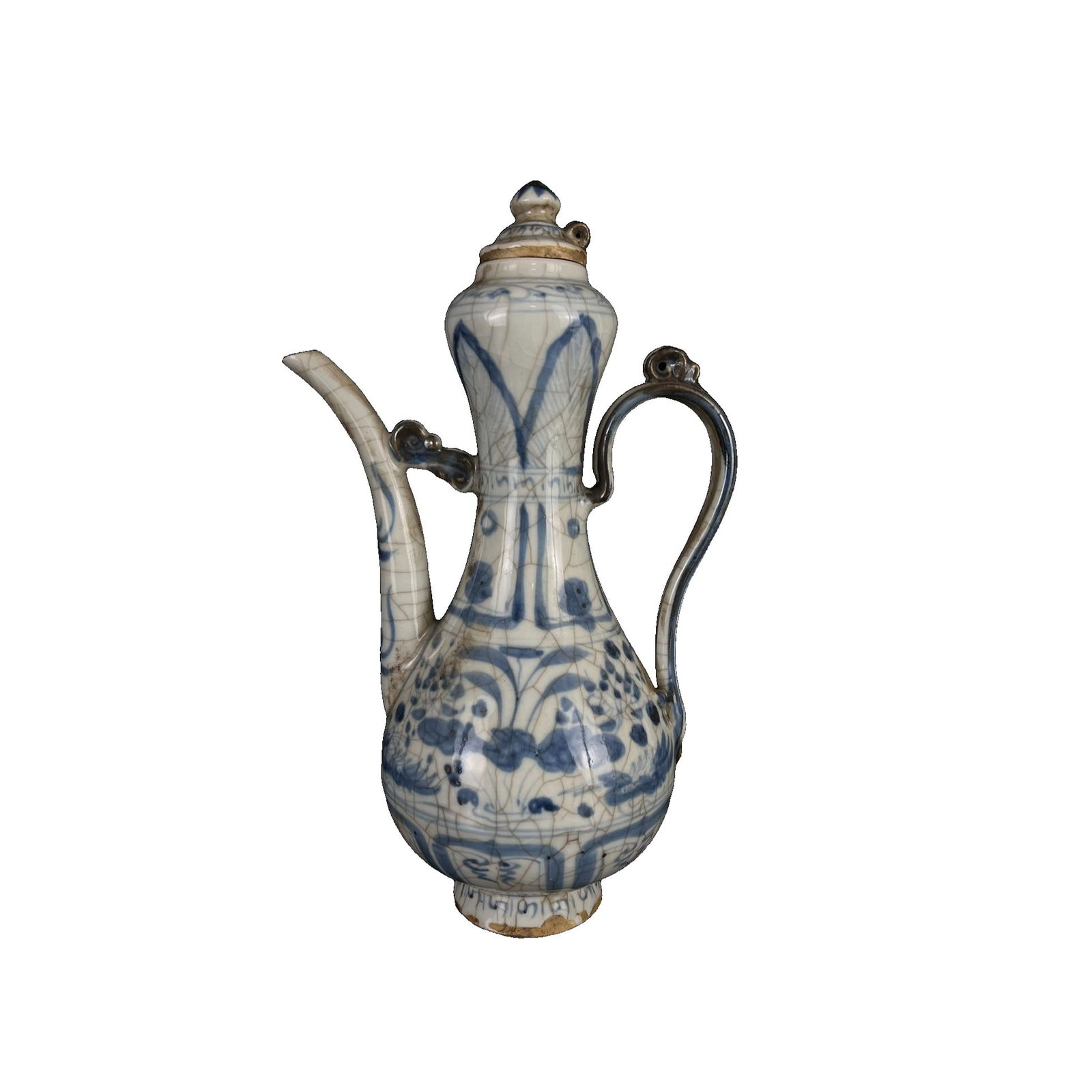 Ming Dynasty Blue and White Water Grass Mandarin Duck Playing in Water Pattern Wine Pot (1 of 10)