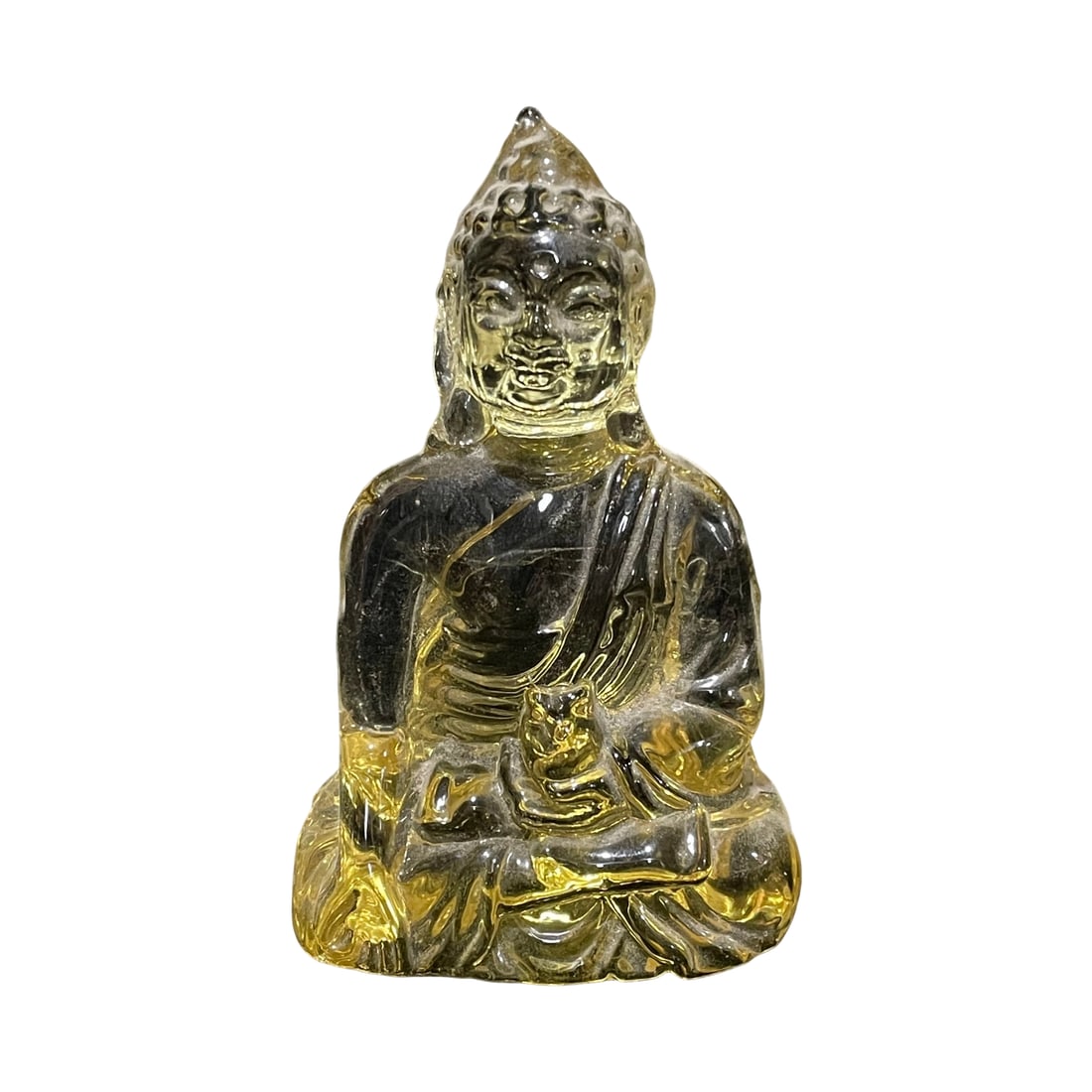 Old Crystal Shakyamuni Buddha Statue: This old crystal Shakyamuni Buddha statue features a lustrous body and exquisite craftsmanship, with a well-preserved condition, embodying the solemnity and tranquility of the Buddha. (Height 10.5cm, 
