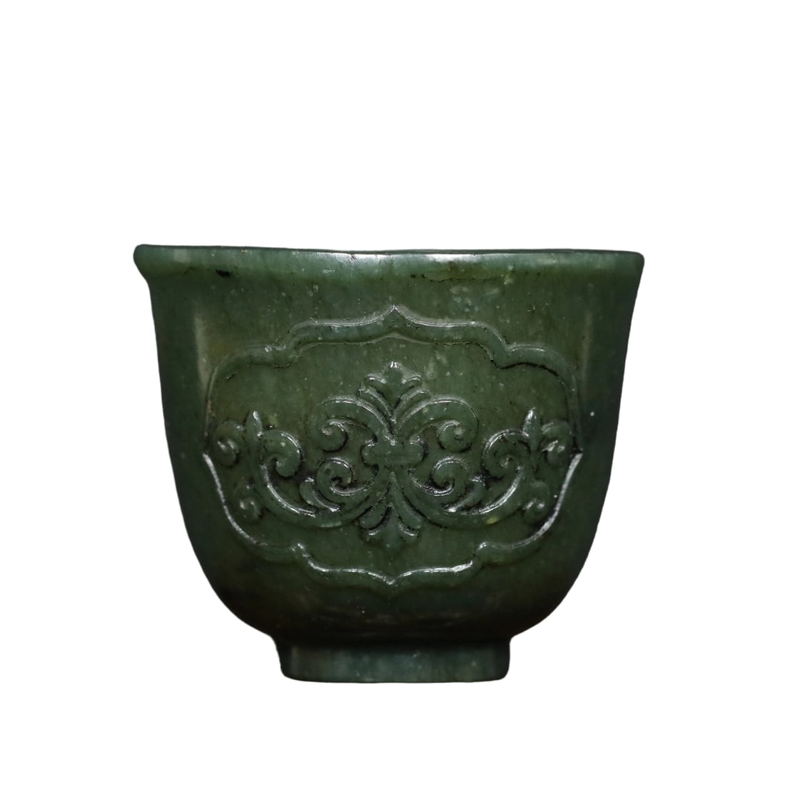 Qing Dynasty Hetian Jade Celadon Floral Pattern Cup (1 of 10)