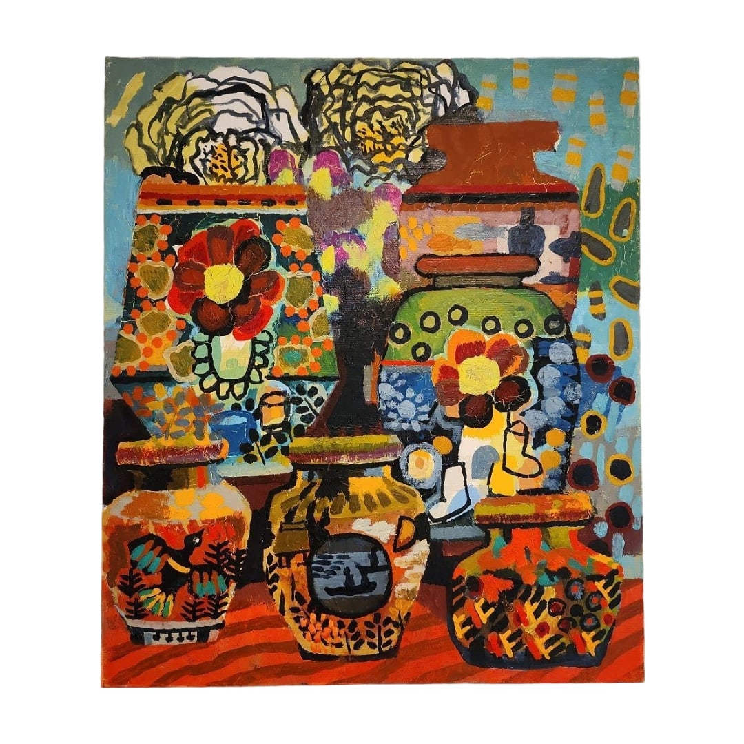 Oil Painting, Abstract Series No.10, Flowers and Pot (1 of 6)