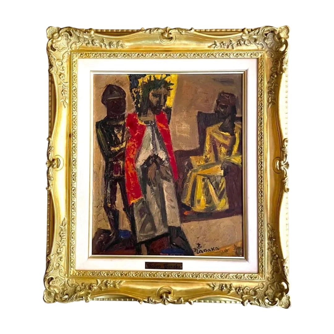 Tanaka Tadao, "Ecce Homo," oil painting, image of Christ.: Tanaka Tadao, Ecce Homo, Oil Painting, Christ Icon A work by Tanaka Tadao, the grand piece "Ecce Homo" (Behold the Man) oil painting, size 8, with inscriptions on the reverse, religious painting,