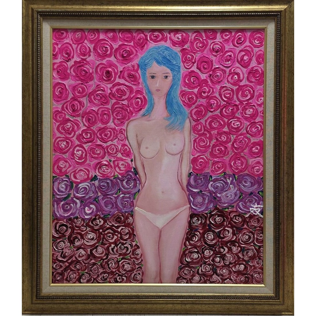 National Art Association TOMOYUKI Tomoyuki "Beautiful Girl with Roses" Oil Painting, Size F20: National Art Association TOMOYUKI Tomoyuki "Beautiful Girl with Rose" Oil Painting F20 Size Unique Oil Painting New High-Grade Frame Included with Handwritten Signature Authenticity Guaranteed Authent